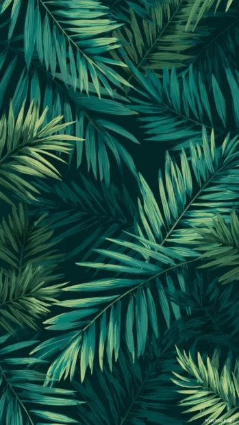 Palm tree leaves scattered gracefully across a tall seamless canvas.