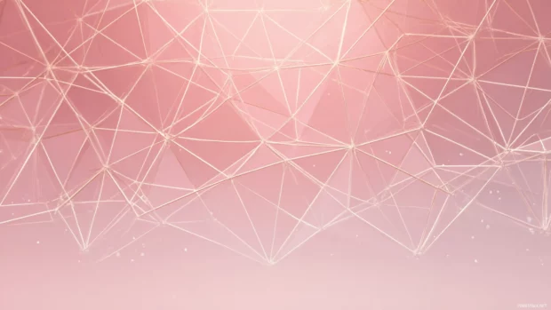 Pastel pink geometric wallpaper showing symmetric triangle mesh over light pink smooth background for calm mood.