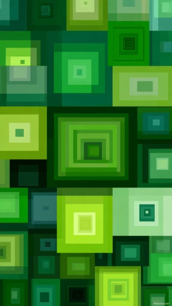 Pattern of nested squares in various shades of green forming a clean Green Geometric style.