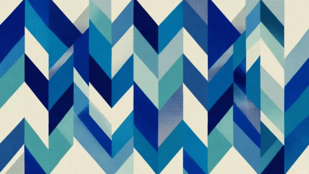 Patterned Blue Geometric composition featuring sharp arrowhead shapes arranged in a modern grid.