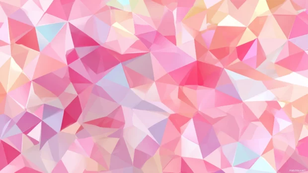 Pink geometric vector wallpaper rendered in minimalist flat polygons arranged in harmonious pastel mosaic.