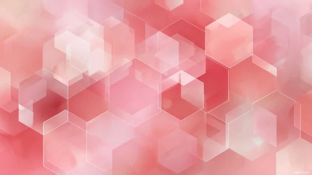 Pink geometric wallpaper hd featuring overlapping translucent hexagons on soft blush gradient canvas.
