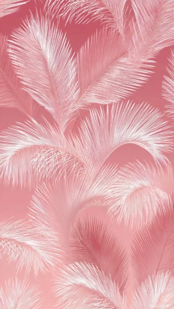 Pink palm leaf pattern wallpaper for phone with repeating fine palm motifs on blush gradient background.