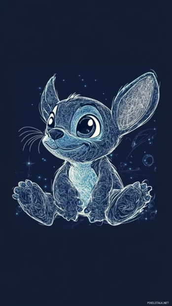 Playful Stitch aesthetic background with tiny doodles and delicate line art details.