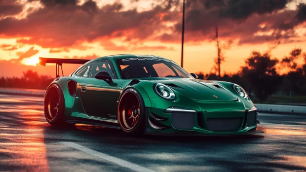 Porsche 911 gt3 rs wallpaper showcasing sleek aerodynamic design with luxury sports car.