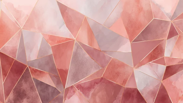 Rose Gold Geometric Wallpaper blending soft polygon shards with rose tinted gradient background.