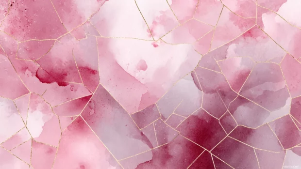Rose pink geometric wallpaper blending subtle polygon facets with watercolor texture for delicate charm.