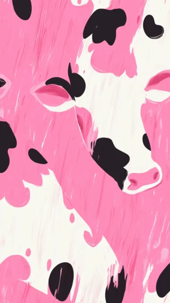 Shape a fun and fashionable iPhone background using pink cow print aesthetic with playful brushstrokes.