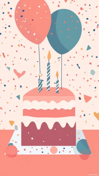 Simple geometric design birthday with pastel palette.
