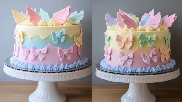 Simple yet cute Birthday Cake with minimal pastel decor.