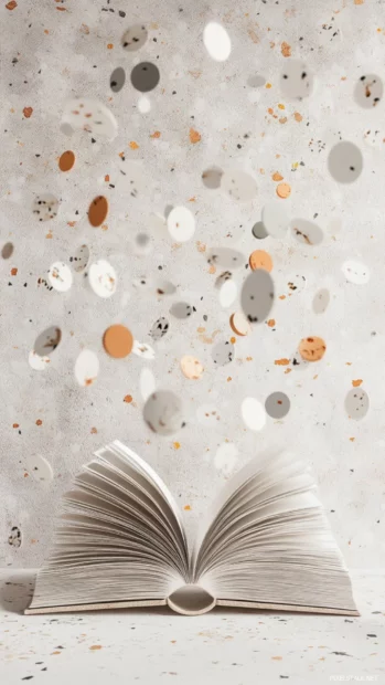 Single Book with artistic patterns floating in empty space.