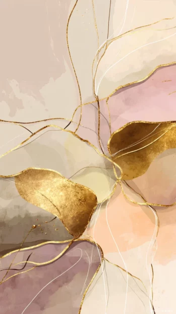 Soft abstract Luxury shapes with flowing golden lines and muted pastel backgrounds.