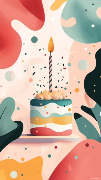 Soft dreamy birthday elements in abstract aesthetic composition.