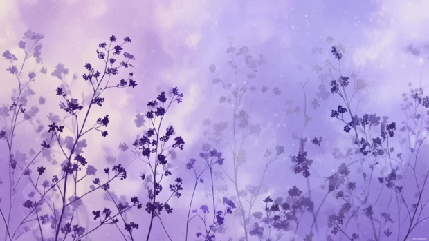 Soft lavender mist swirling around delicate floral silhouettes for mobile screens.