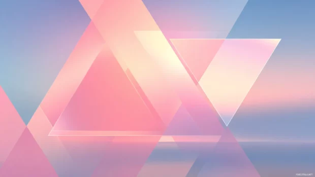 Soft lines and pink triangles forming a calming geometric background for desktop.