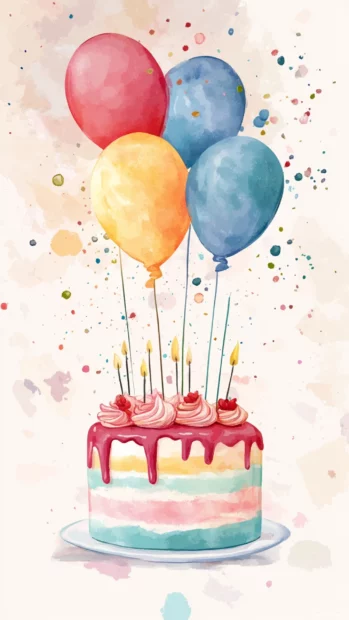 Soft watercolor style birthday with minimal decoration.