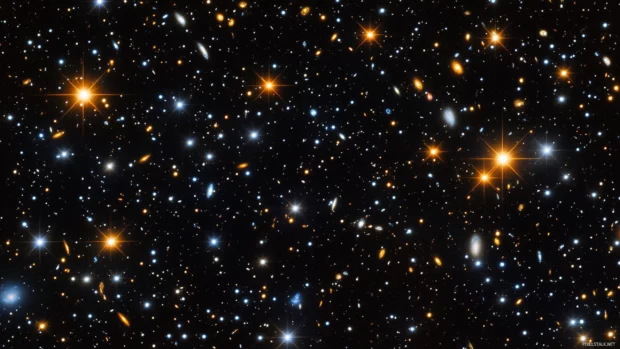 Starfield background with distant galaxies wallpaper 2560x1440 providing a deep space perspective.