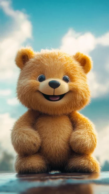 Stylized Teddy Bear smiling on a clean background.