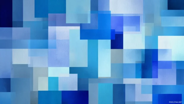Stylized mosaic of Blue Geometric squares and rectangles in a modern gradient composition.