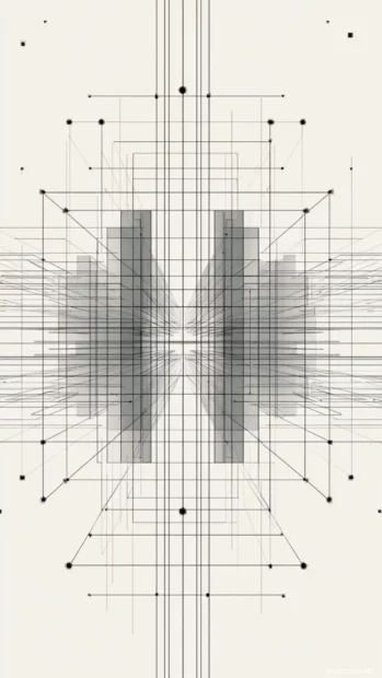 Subtle Modern Geometric grid with depth cues and vertical symmetry for iPhone screens.