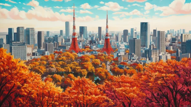 Tokyo parks come alive with autumn colors painting the city in red and gold hues.