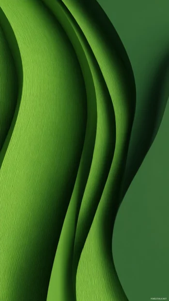 Vertical Green Geometric wallpaper for iPhone with soft curved bands and elegant flow.