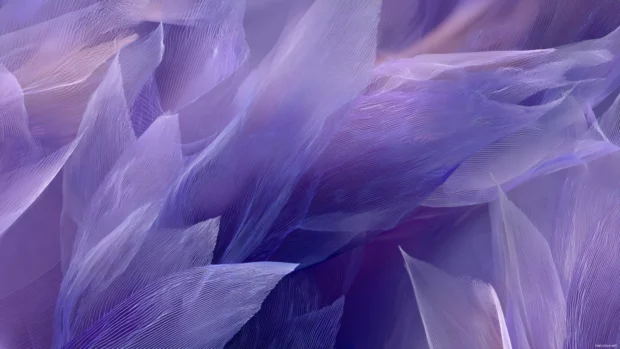 Vertical lavender art with geometric petals and flowing abstract movement.