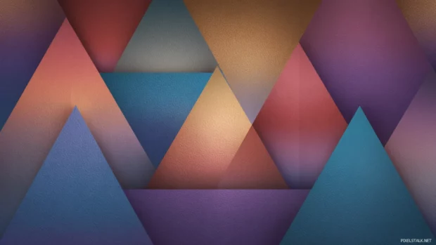 Wallpaper showcasing bold Geometric design using triangles and color gradients with depth.