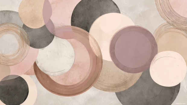 Wallpaper using soft pastel tones to craft a Modern Geometric arrangement of circular layers.