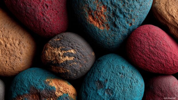 3D stone wallpaper for desktop, An artistic composition of colorful stones, blended smoothly to provide an inspiring backdrop for your tasks.