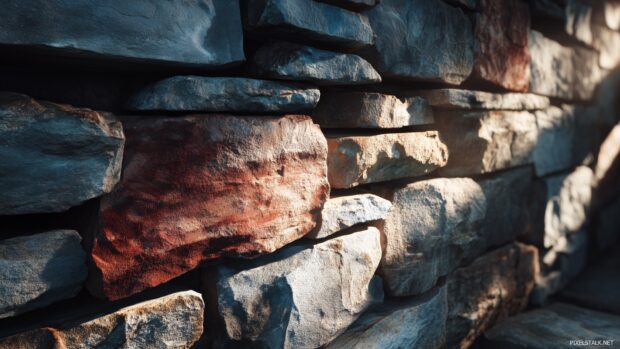 3D stone wallpapers HD, A dramatic perspective of a stone wall, emphasizing textures and shadows that create an engaging visual narrative.