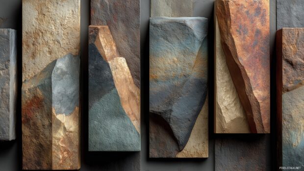 3D textured stone wallpapers, A rich visualization of natural stone, reflecting light and highlighting each facet for a captivating look.