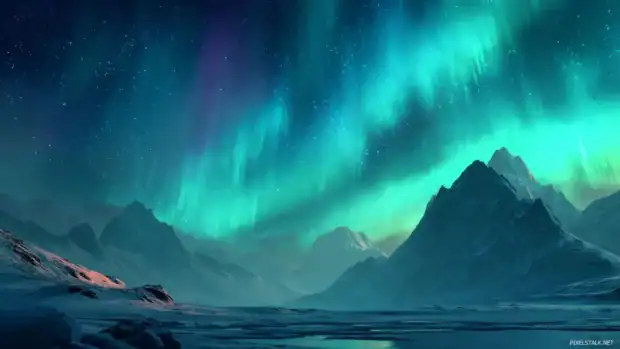 4k live animated backgrounds presenting an aurora borealis above snowy plateau.
