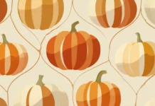 A clean and modern pumpkin tile using geometric lines and warm earthy hues.
