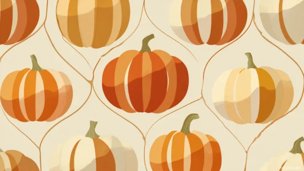 A clean and modern pumpkin tile using geometric lines and warm earthy hues.