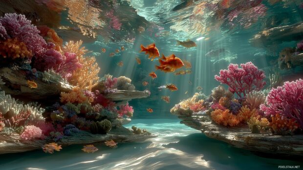 A dreamlike vision of underwater landscapes with vibrant fish tank backgrounds hd.