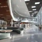 A modern library featuring sleek architecture and digital resources, designed for the contemporary student