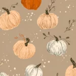 A pattern of cute pumpkin illustrations blended with rustic textures and delicate lines.