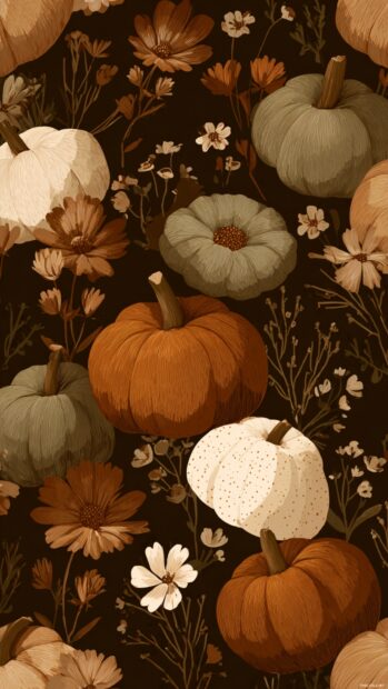 A pumpkin themed pattern blending cottagecore vibes with subtle textures and earthy tones.