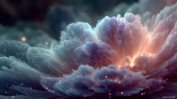 Abstract cool backgrounds hd featuring fractal patterns and vibrant colors merging into an ethereal experience.