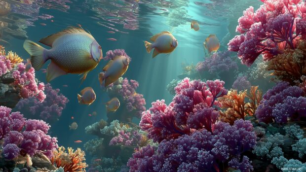 Abstract representation of a serene aquatic environment in fish tank wallpapers hd.