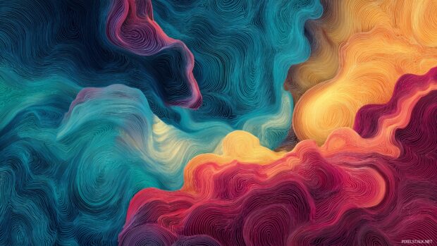 Abstract trippy wallpaper, A mesmerizing tapestry of shapes and colors swirling into a hypnotic scene.