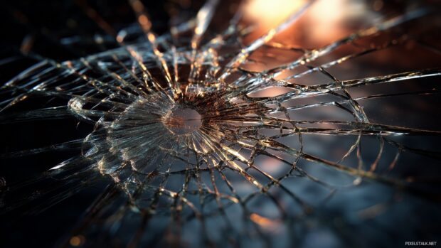 Aesthetic cracked screen art in HD, emphasizing the beauty of breakage by exploring light and shadow play.