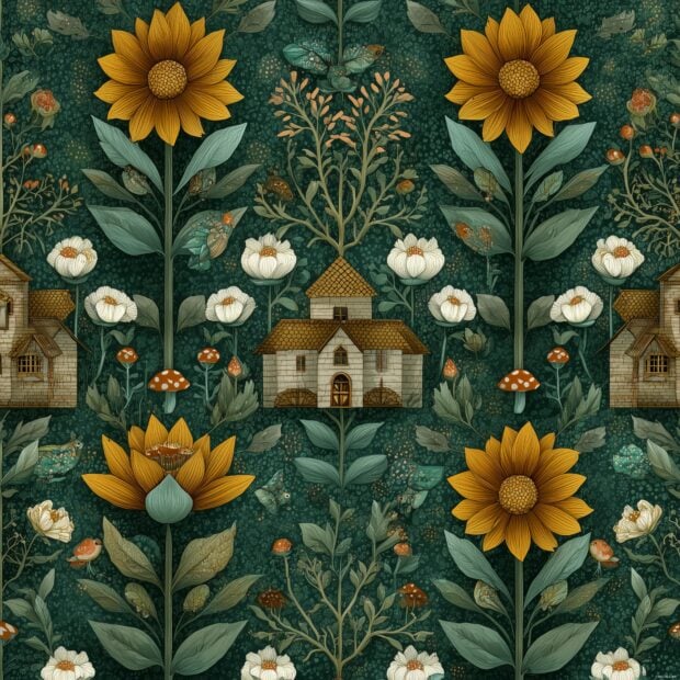 Aesthetic iPad wallpapers, Whimsical patterns inspired by nature and folklore.