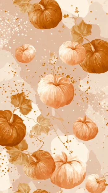 An elegant tile of cute pumpkin motifs with soft light overlays and warm tones.