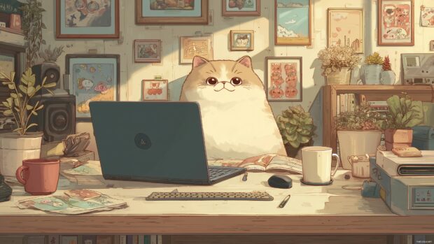 Anime cat desktop backgrounds that create an inviting and cozy atmosphere.