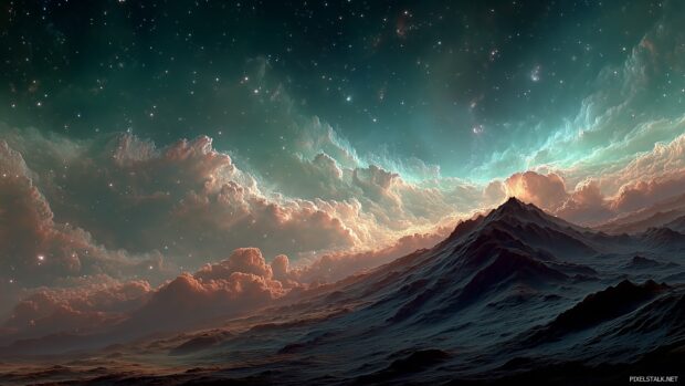 Artistic Hubble telescope wallpapers hd inspired by cosmic landscapes drenched in vibrant hues.