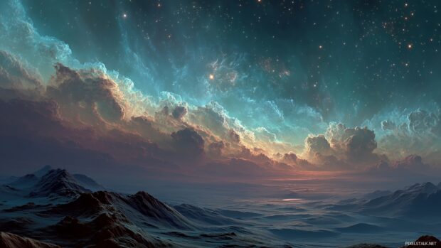 Artistic Hubble telescope wallpapers hd with a dreamlike atmosphere filled with swirling colors.
