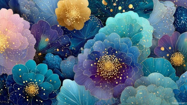 Artistic happy birthday wallpaper hd with abstract patterns and dreamy color combinations.