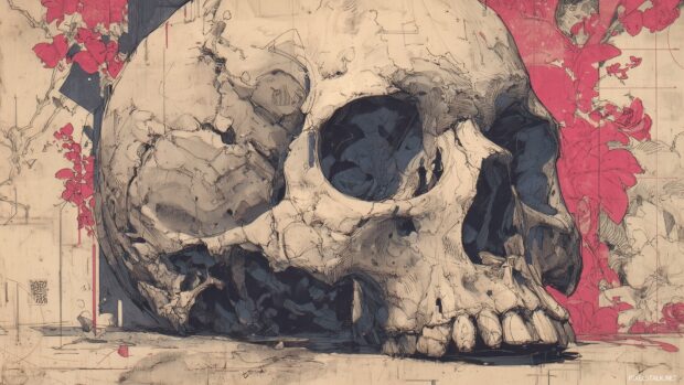 Artistic skull wallpapers hd free that blends gothic aesthetics with modern art techniques.